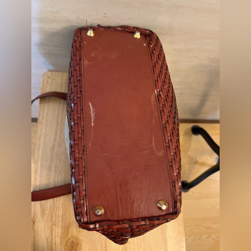 Talbots Linen and Woven Leather Tote Bag. - Picture 7 of 14